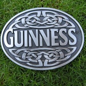 New Guinness Celtic Silver Gray Belt Buckle 3.5/8×2 5/8